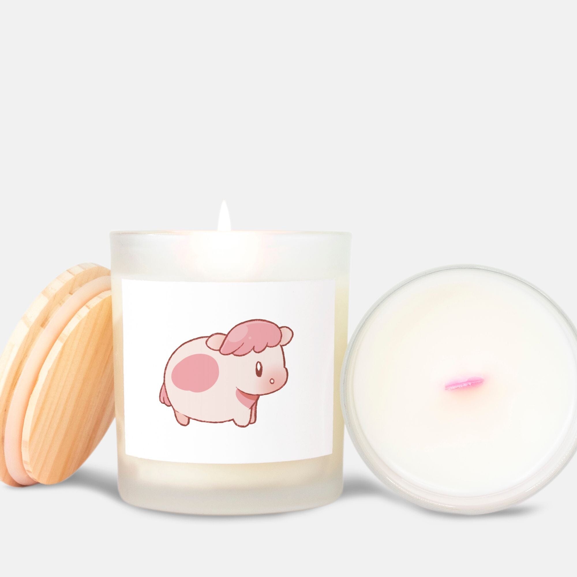 Fields of Mistria Strawberry Cow | Glass Candle | Cozy GAmes Seasonal Threads & Thistles Inventory 