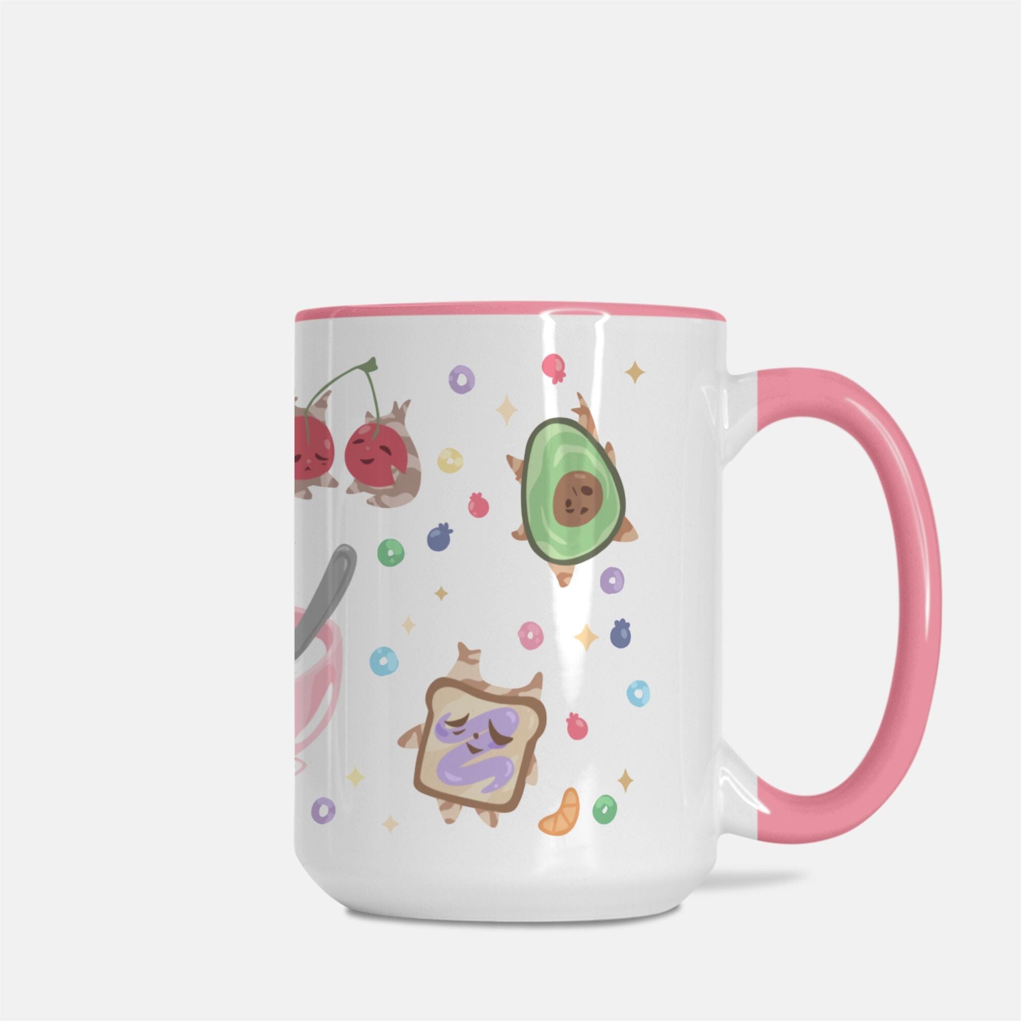 Breakfast Koroks Mug Deluxe 15 oz. (Pink + White) Mugs Threads & Thistles Inventory 