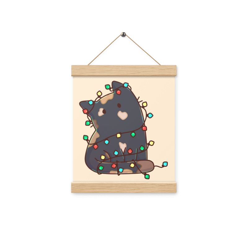 Christmas Torti Kitty | Poster with hangers | TTI Stream Christmas Threads & Thistles Inventory 