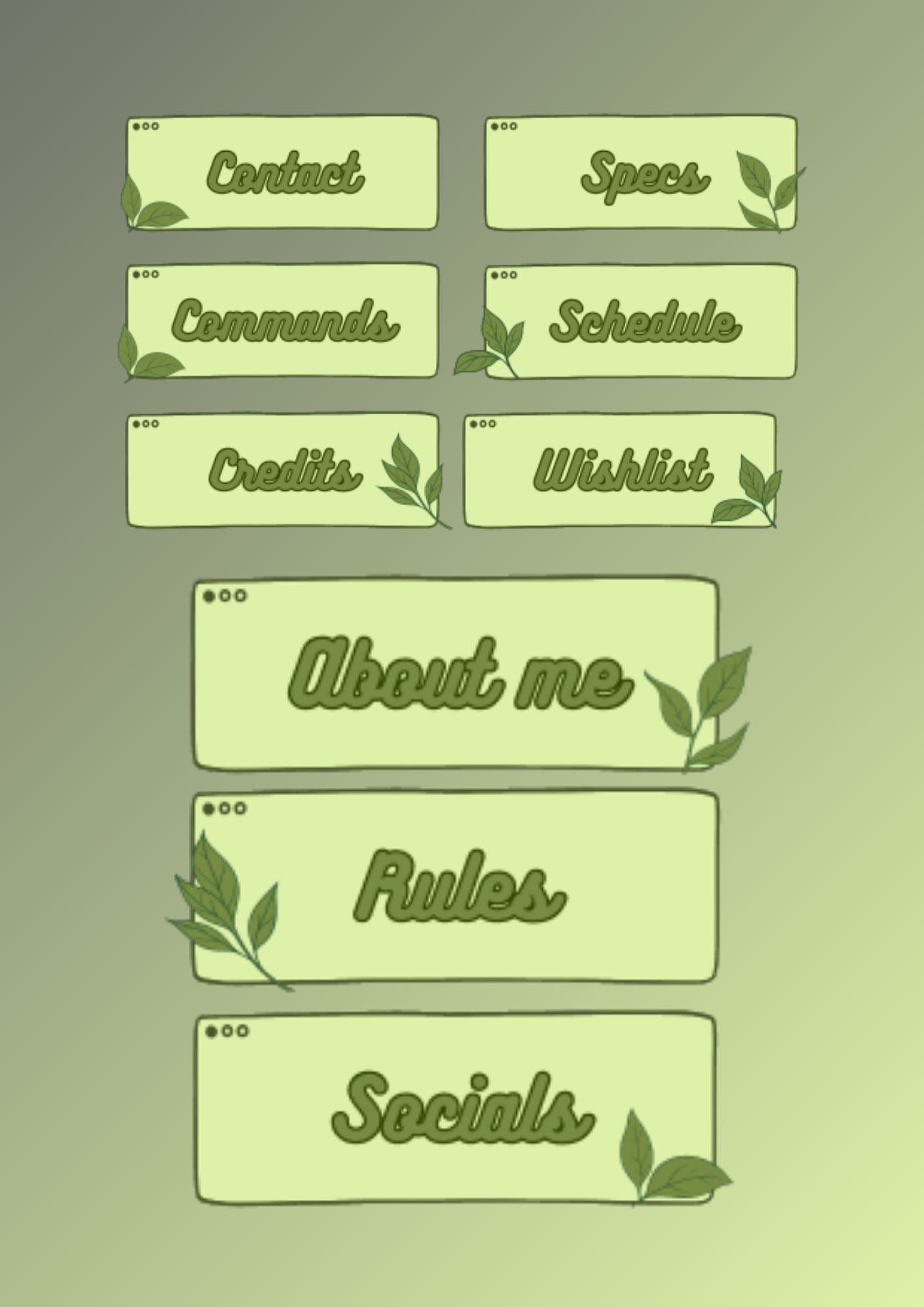 Matcha Twitch Panels | Stream Components Threads & Thistles Inventory 