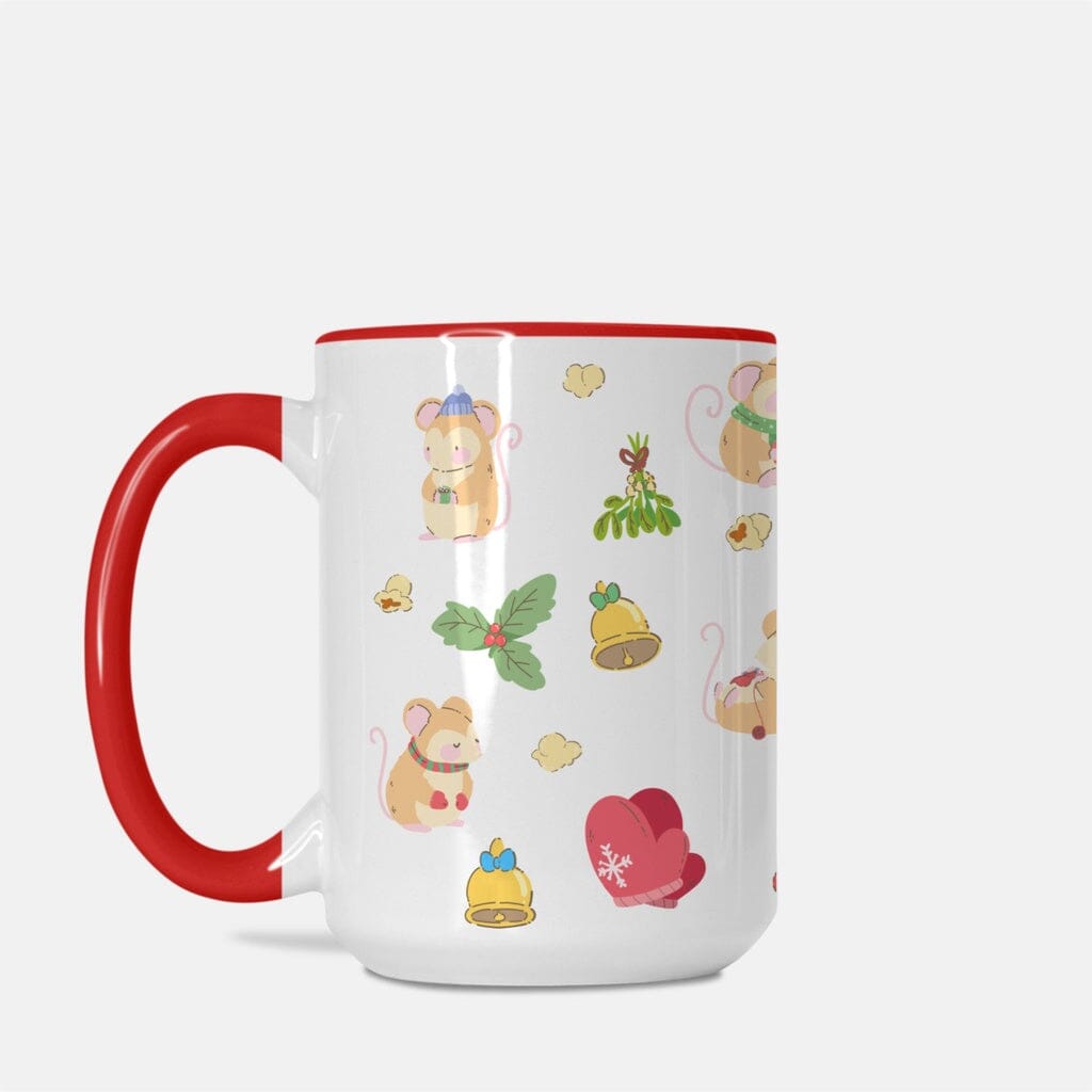 Cozy Christmas Mouse Mug Deluxe 15oz. (Red + White) Mugs Threads & Thistles Inventory 