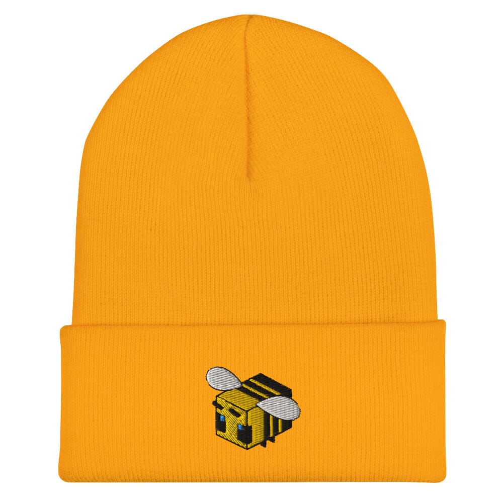 Minecraft Bee | Cuffed Beanie | Minecraft Beanies Threads and Thistles Inventory Gold 
