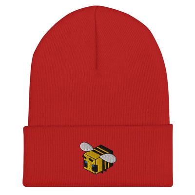Minecraft Bee | Cuffed Beanie | Minecraft Beanies Threads and Thistles Inventory Red 