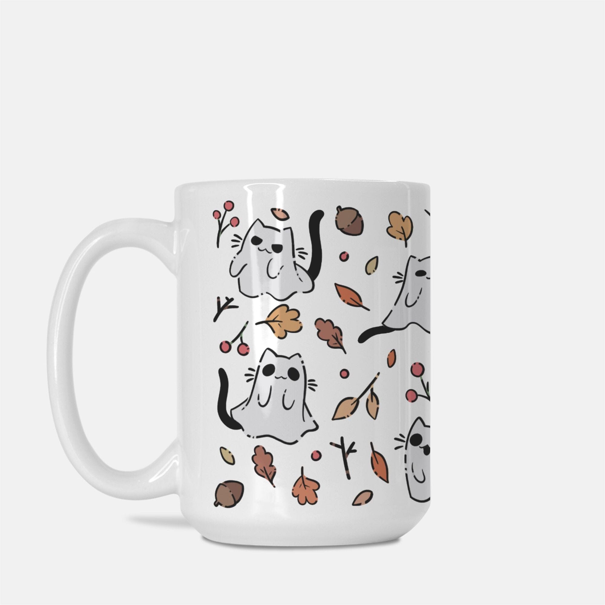 Ghost Kitties Colored | Mug Deluxe 15oz. | TTI Stream Mugs Threads & Thistles Inventory 