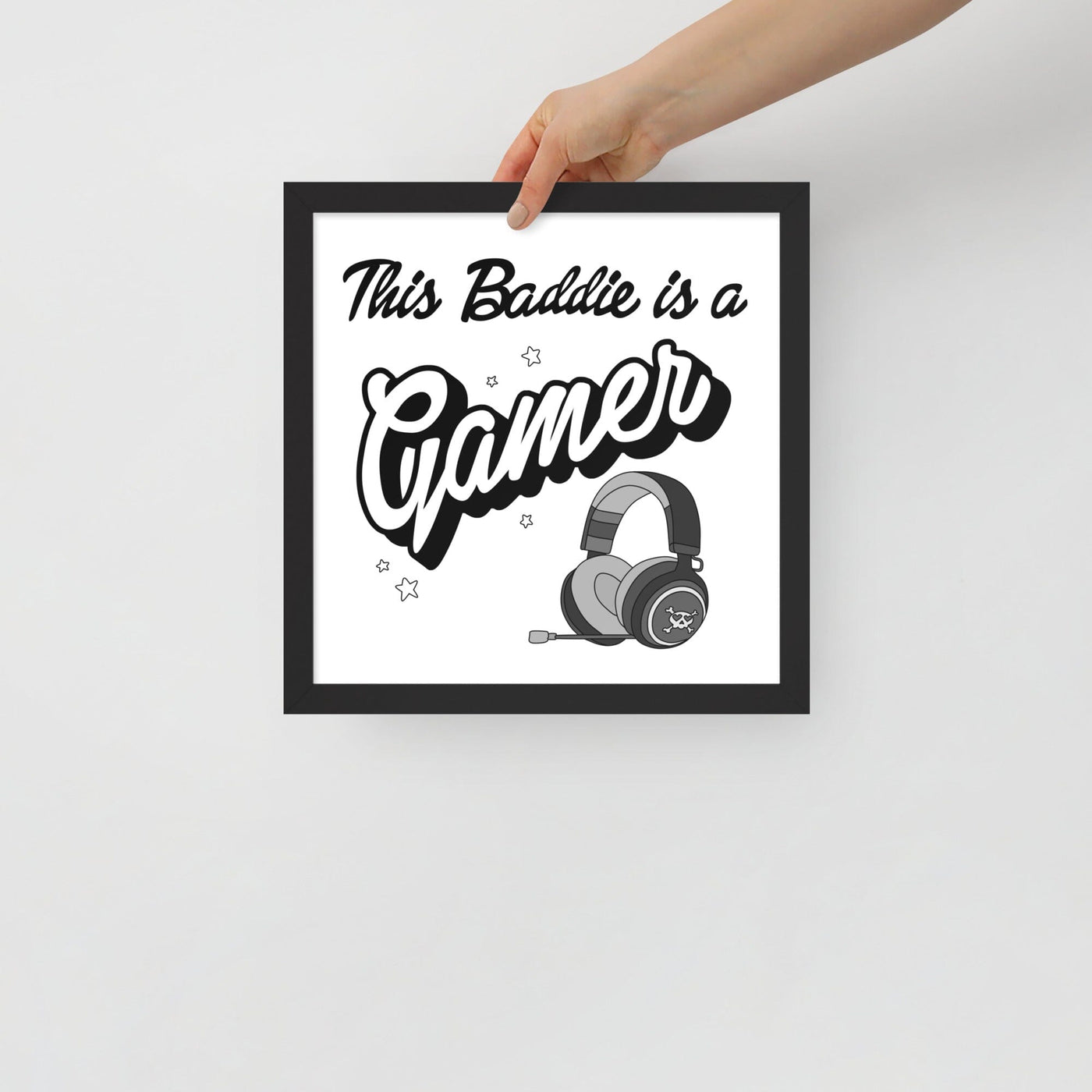This Baddie is a Gamer (Punk) | Framed poster | Feminist Gamer Threads & Thistles Inventory Black 12″×12″ 