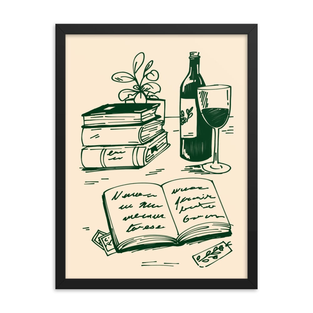 Cozy Hobby Vignette | Framed poster | Cozy Games & Hobbies Threads & Thistles Inventory Black 18″×24″ 