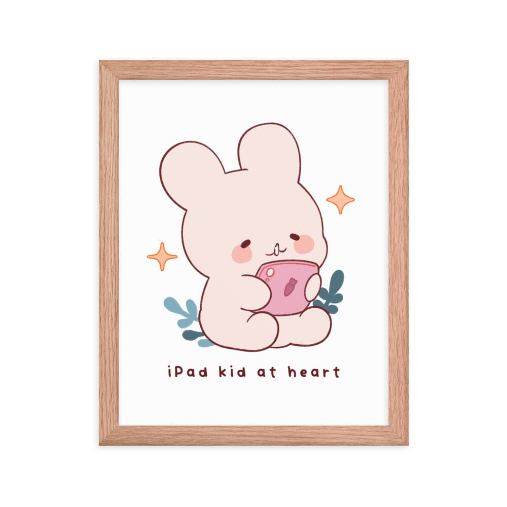 Ipad Kid at Heart | Framed poster | Cozy Games & Hobbies Threads & Thistles Inventory Red Oak 11″×14″ 