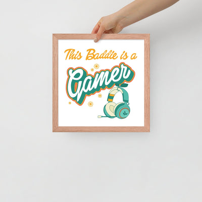 This Baddie is a Gamer (Retro Cottagecore) | Framed poster | Feminist Gamer Threads & Thistles Inventory Red Oak 12″×12″ 