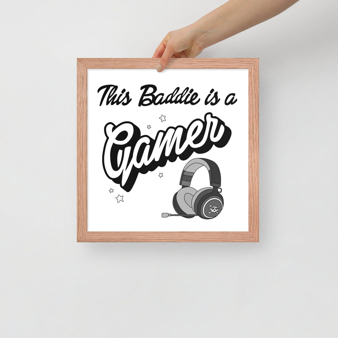 This Baddie is a Gamer (Punk) | Framed poster | Feminist Gamer Threads & Thistles Inventory Red Oak 14″×14″ 