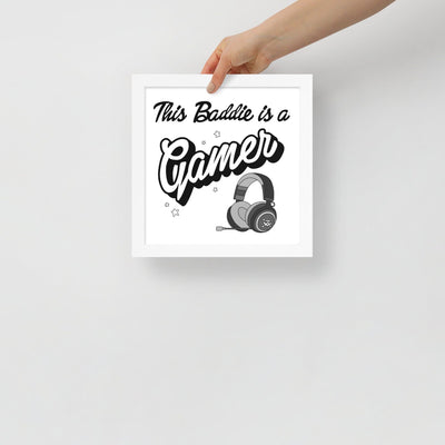 This Baddie is a Gamer (Punk) | Framed poster | Feminist Gamer Threads & Thistles Inventory White 10″×10″ 