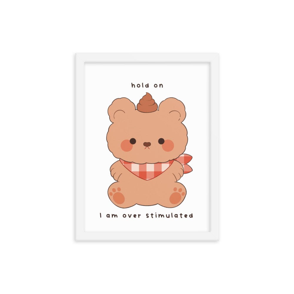 Overstimulated Bear | Framed poster | Cozy Games & Hobbies Threads & Thistles Inventory White 12″×16″ 