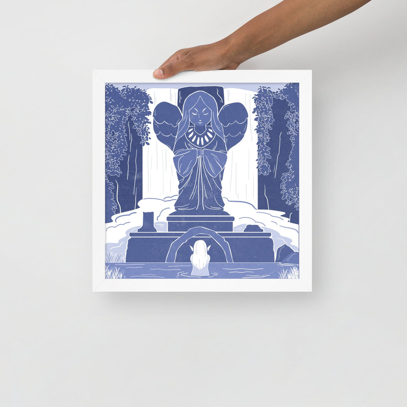 Goddess Hylia Statue | Framed poster | The Legend of Zelda Threads & Thistles Inventory White 14″×14″ 