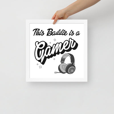 This Baddie is a Gamer (Punk) | Framed poster | Feminist Gamer Threads & Thistles Inventory White 14″×14″ 