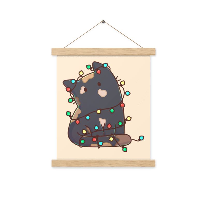 Christmas Torti Kitty | Poster with hangers | TTI Stream Christmas Threads & Thistles Inventory 