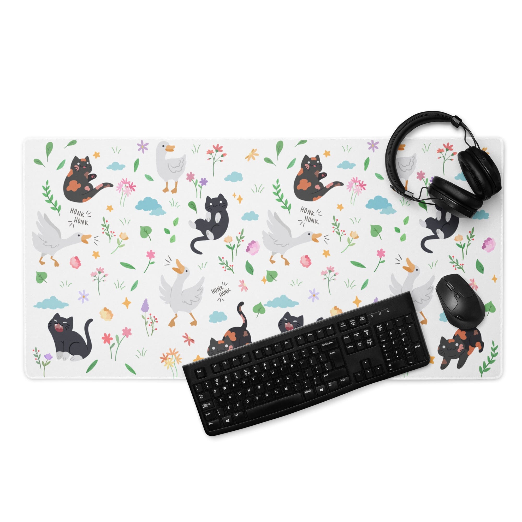 Colorful Geese & Kitties | Gaming mouse pad | TTI Stream Threads & Thistles Inventory 