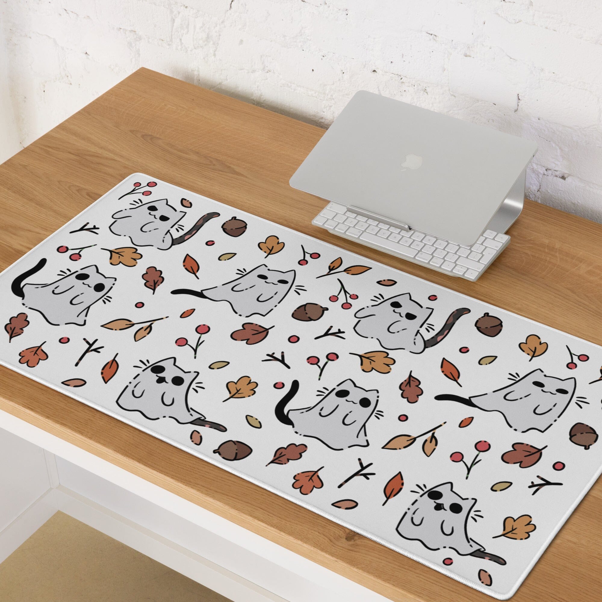 Ghost Kitties | Gaming mouse pad | TTI Stream Fall Threads & Thistles Inventory 36″×18″ 