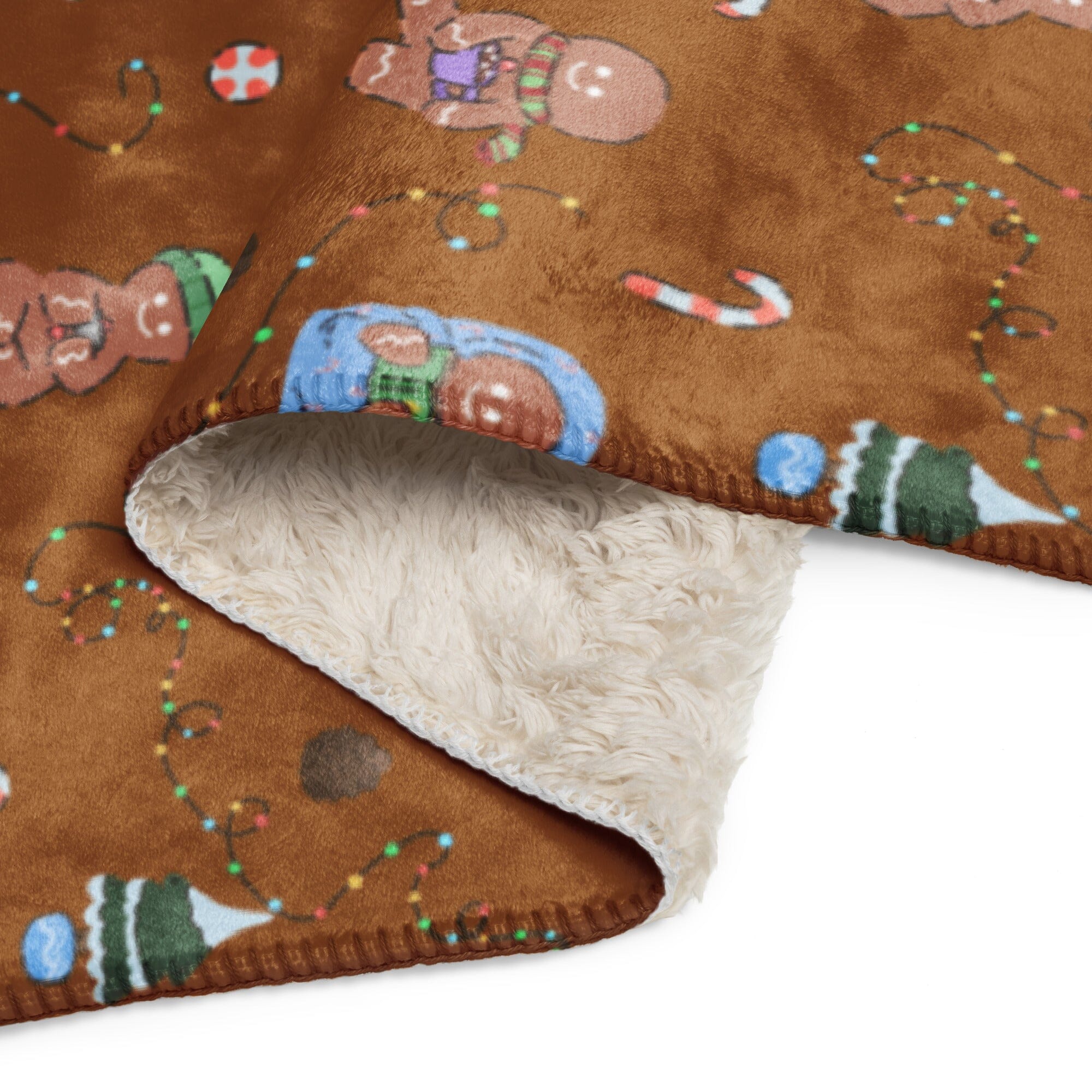 Cozy Gingerbread People | 60″×80″ Sherpa blanket | Cozy Gamer Threads & Thistles Inventory 