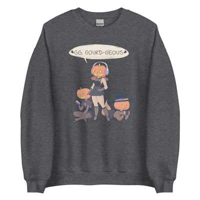 GG, Gourd-geous | Unisex Sweatshirt | Fall Halloween Threads & Thistles Inventory Dark Heather S 