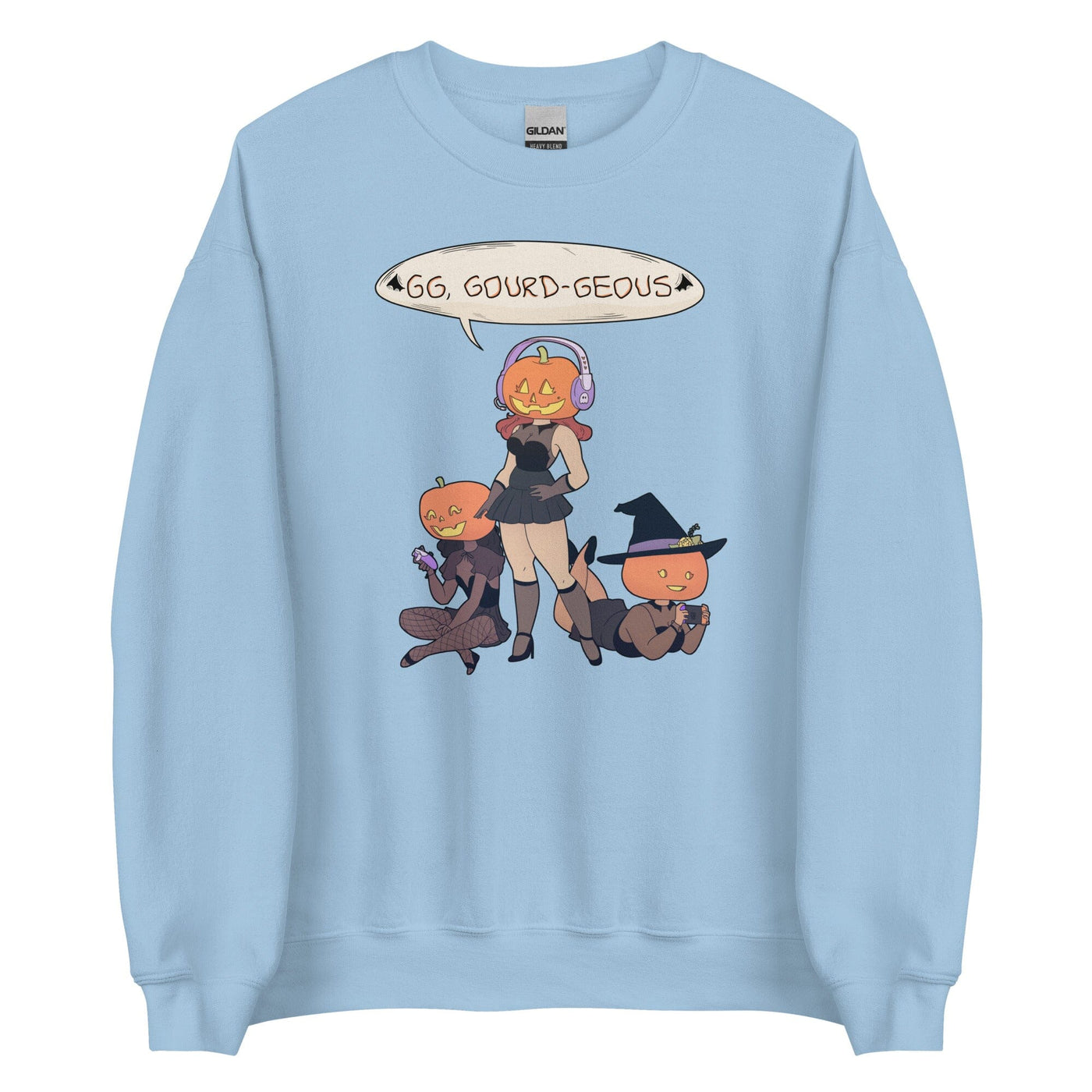 GG, Gourd-geous | Unisex Sweatshirt | Fall Halloween Threads & Thistles Inventory Light Blue S 