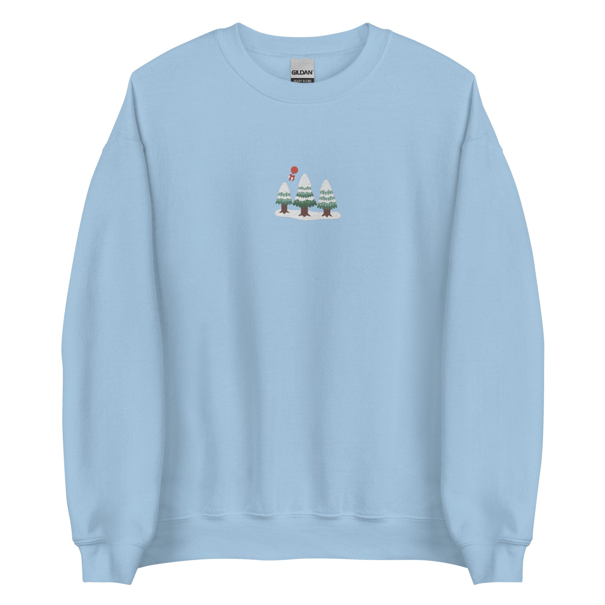 Cozy Animal Crossing Christmas | Embroidered Unisex Sweatshirt | Animal Crossing Threads & Thistles Inventory Light Blue S 