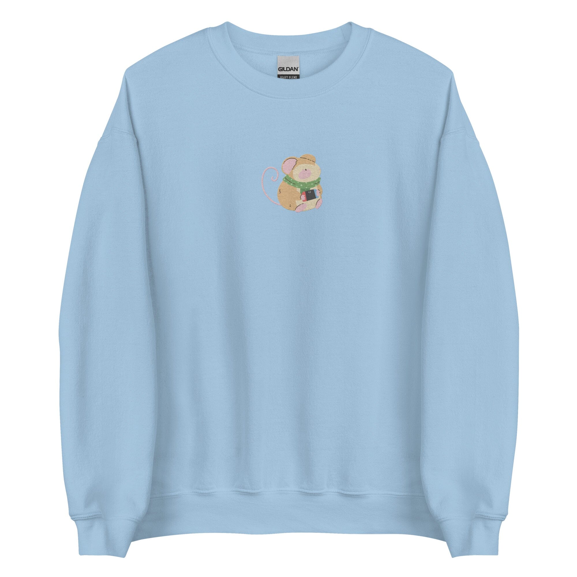 Cozy Christmas Mouse | Embroidered Unisex Sweatshirt | Cozy Gamer Christmas Threads & Thistles Inventory Light Blue S 