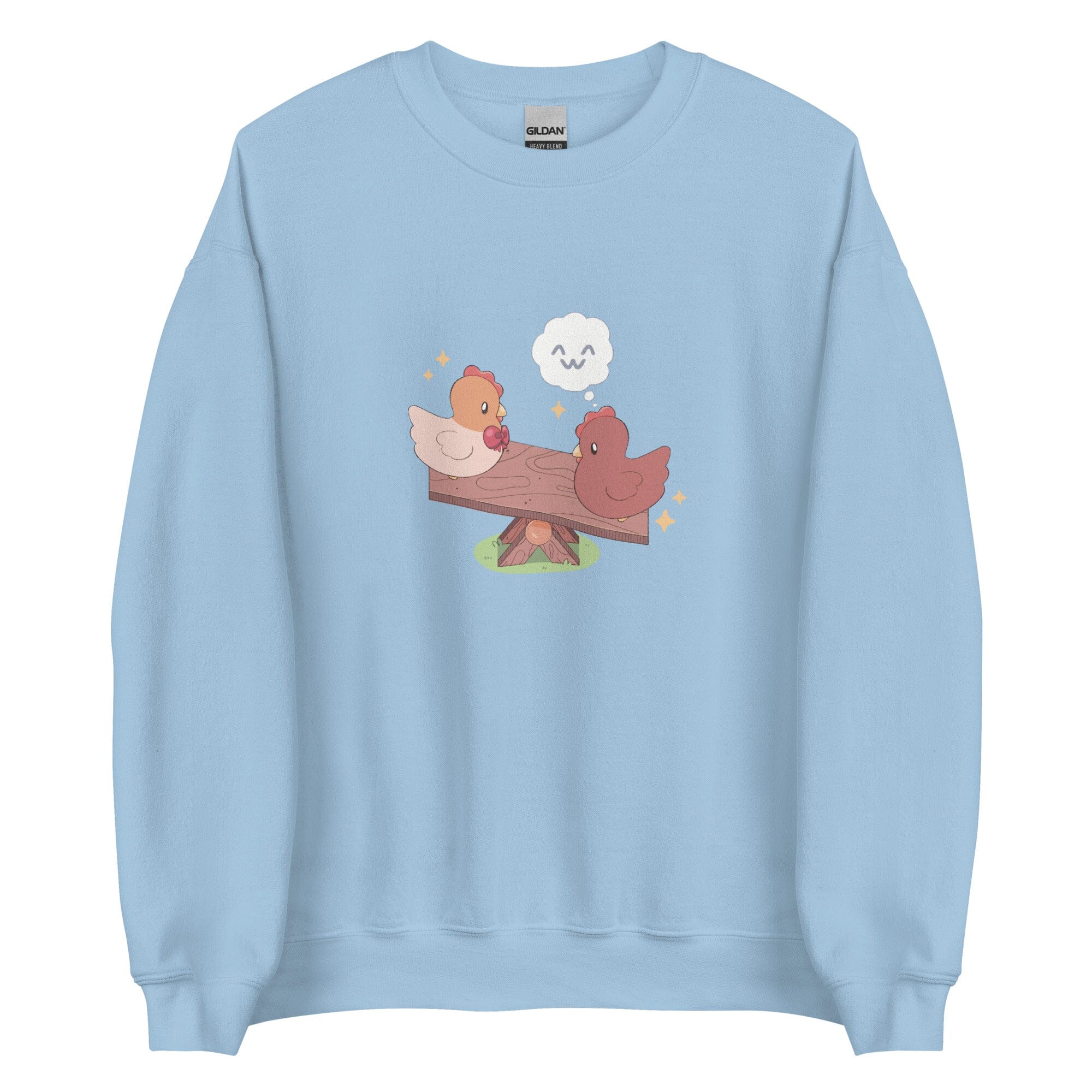 Chicken Seesaw | Unisex Sweatshirt | Fields of Mistria Threads & Thistles Inventory Light Blue S 