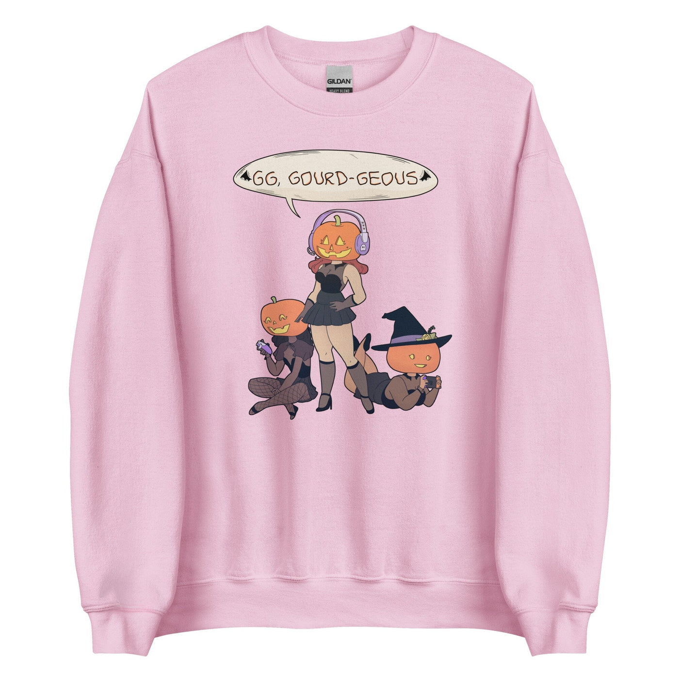 GG, Gourd-geous | Unisex Sweatshirt | Fall Halloween Threads & Thistles Inventory Light Pink S 