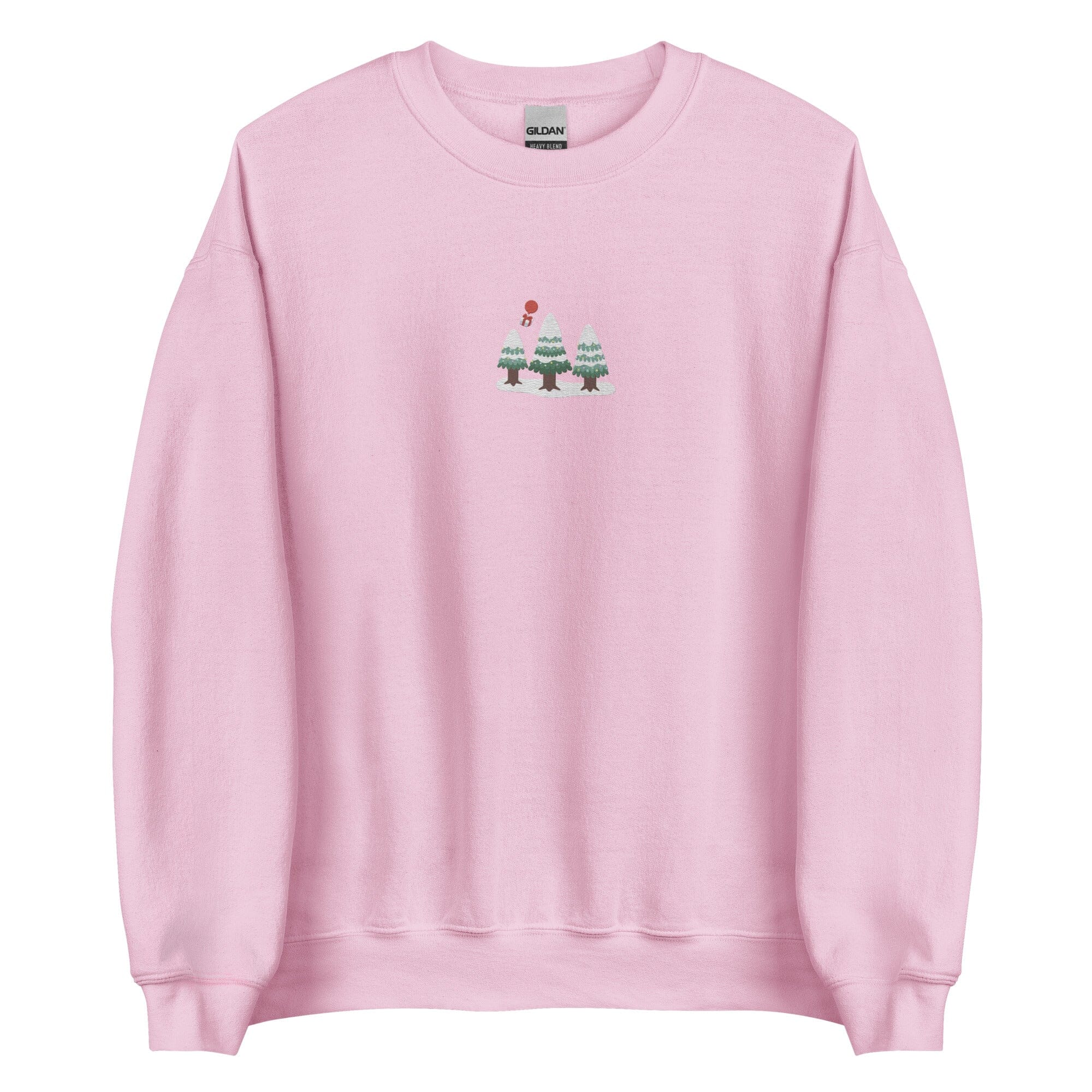 Cozy Animal Crossing Christmas | Embroidered Unisex Sweatshirt | Animal Crossing Threads & Thistles Inventory Light Pink S 