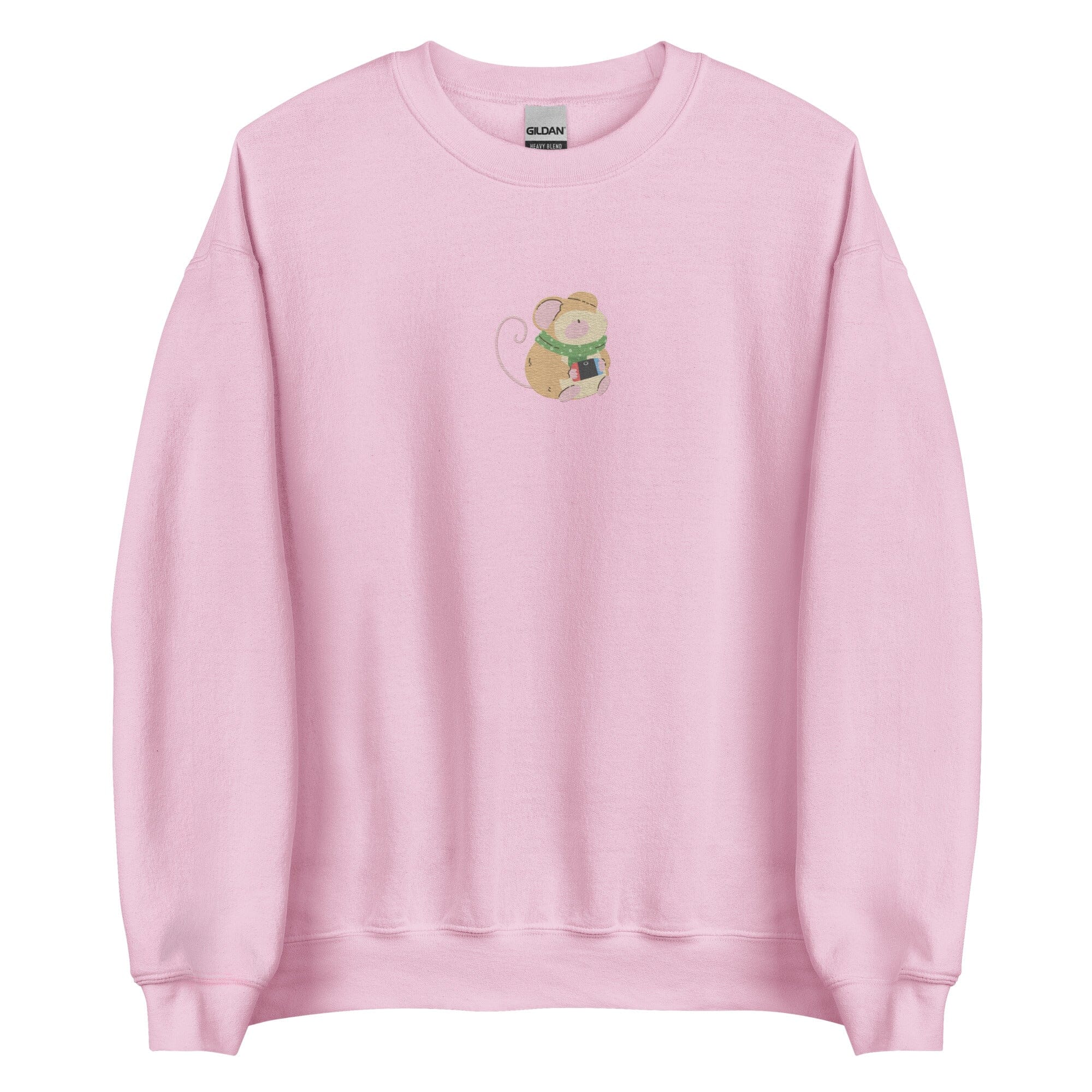 Cozy Christmas Mouse | Embroidered Unisex Sweatshirt | Cozy Gamer Christmas Threads & Thistles Inventory Light Pink S 