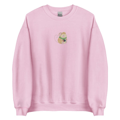 Cozy Christmas Mouse | Embroidered Unisex Sweatshirt | Cozy Gamer Christmas Threads & Thistles Inventory Light Pink S 