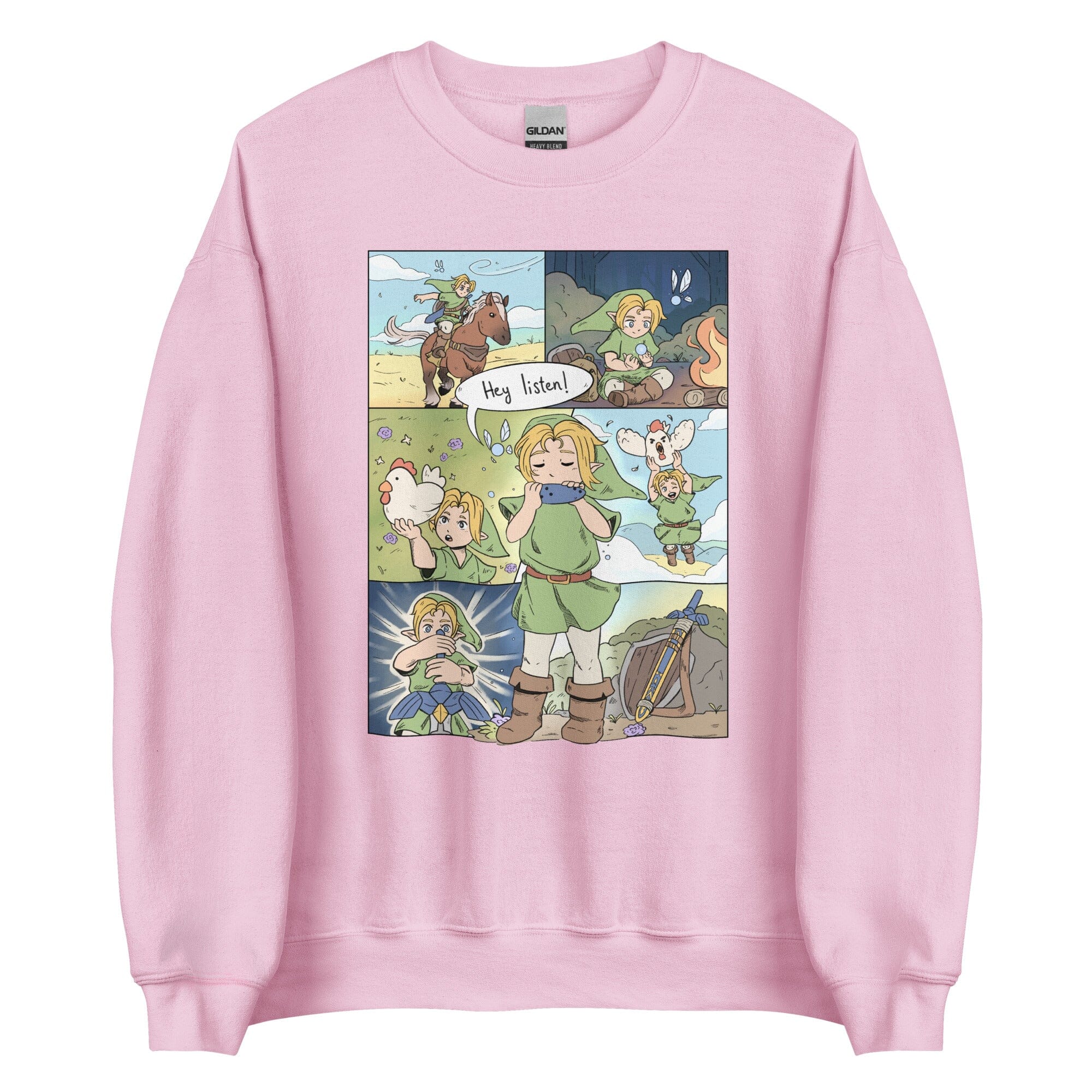 Ocarina of Time Comic | Unisex Sweatshirt | Zelda Titty Tea Threads & Thistles Inventory Light Pink S 