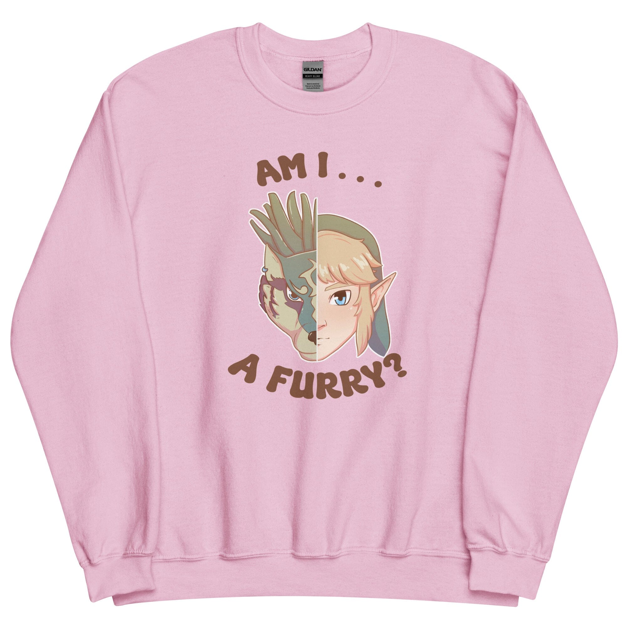 Am I a Furry? | Unisex Sweatshirt | Titty Tea Zelda Threads & Thistles Inventory Light Pink S 