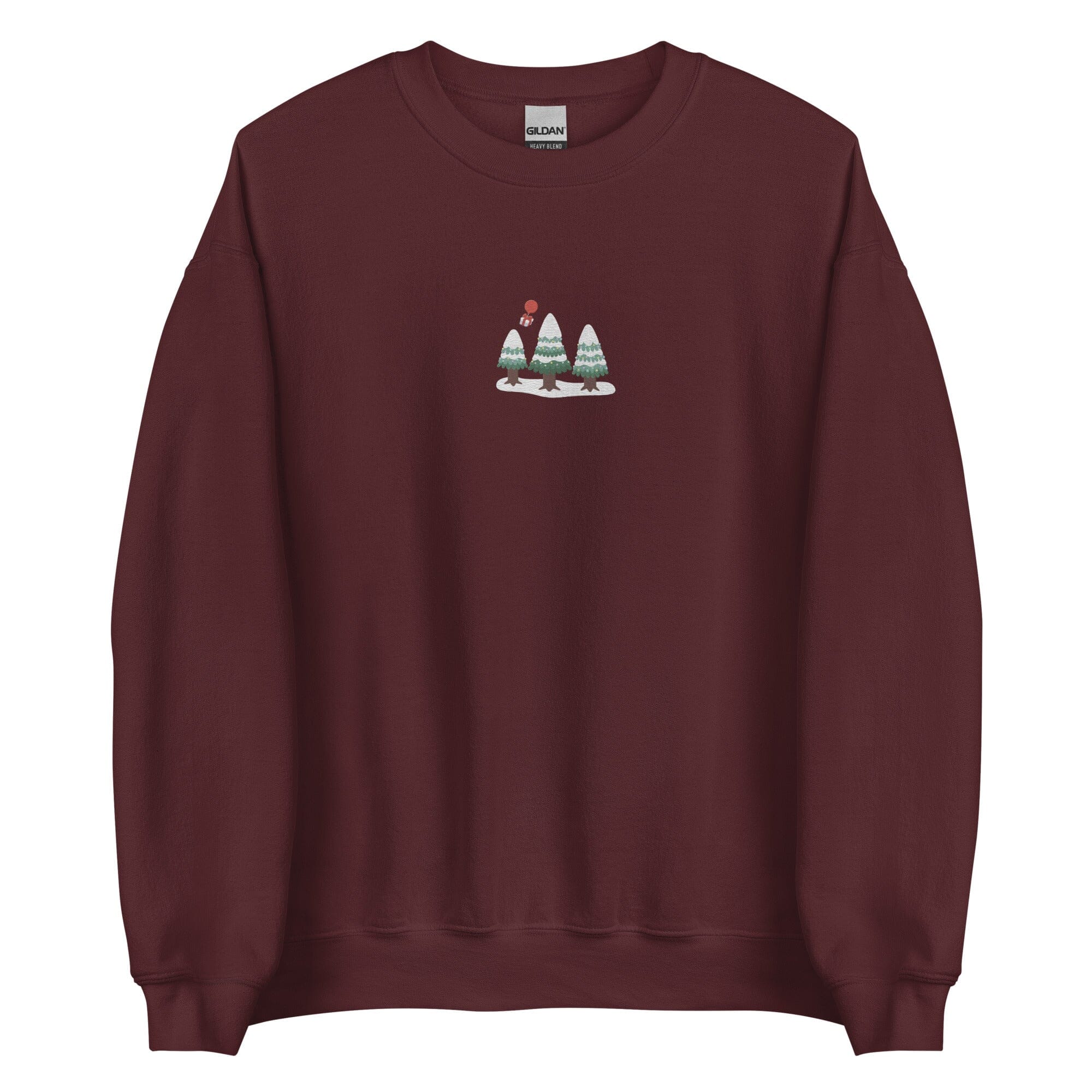 Cozy Animal Crossing Christmas | Embroidered Unisex Sweatshirt | Animal Crossing Threads & Thistles Inventory Maroon S 