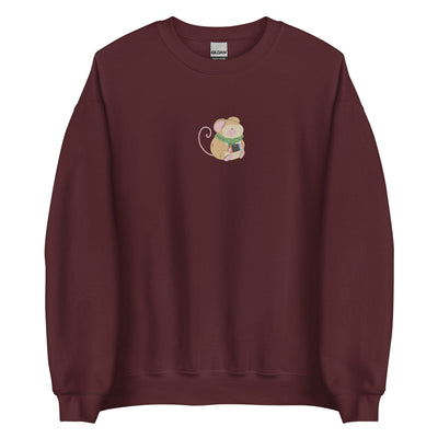 Cozy Christmas Mouse | Embroidered Unisex Sweatshirt | Cozy Gamer Christmas Threads & Thistles Inventory Maroon S 