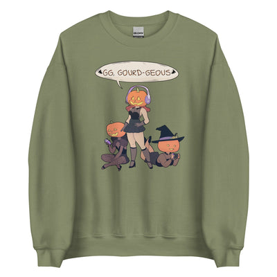 GG, Gourd-geous | Unisex Sweatshirt | Fall Halloween Threads & Thistles Inventory Military Green S 