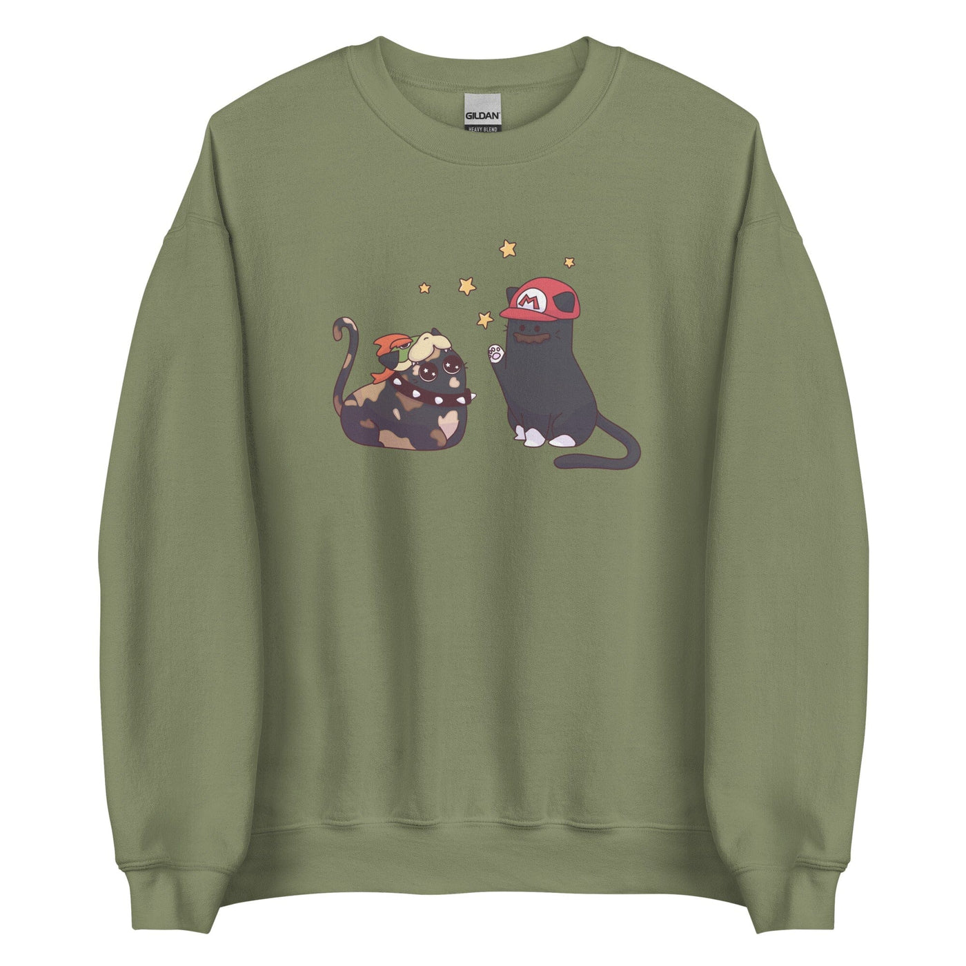 Team Bowser & Mario Kitties | Unisex Sweatshirt | TTI Stream Threads & Thistles Inventory Military Green S 