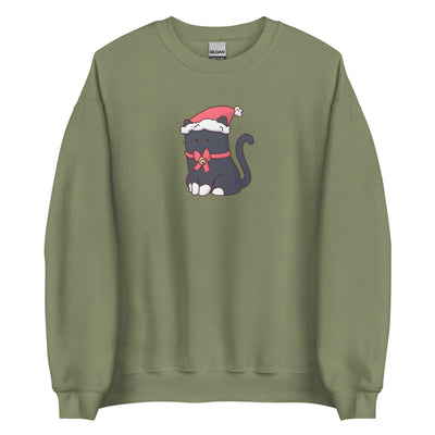 Christmas Tuxedo Kitty | Unisex Sweatshirt | TTI Stream Christmas Threads & Thistles Inventory Military Green S 