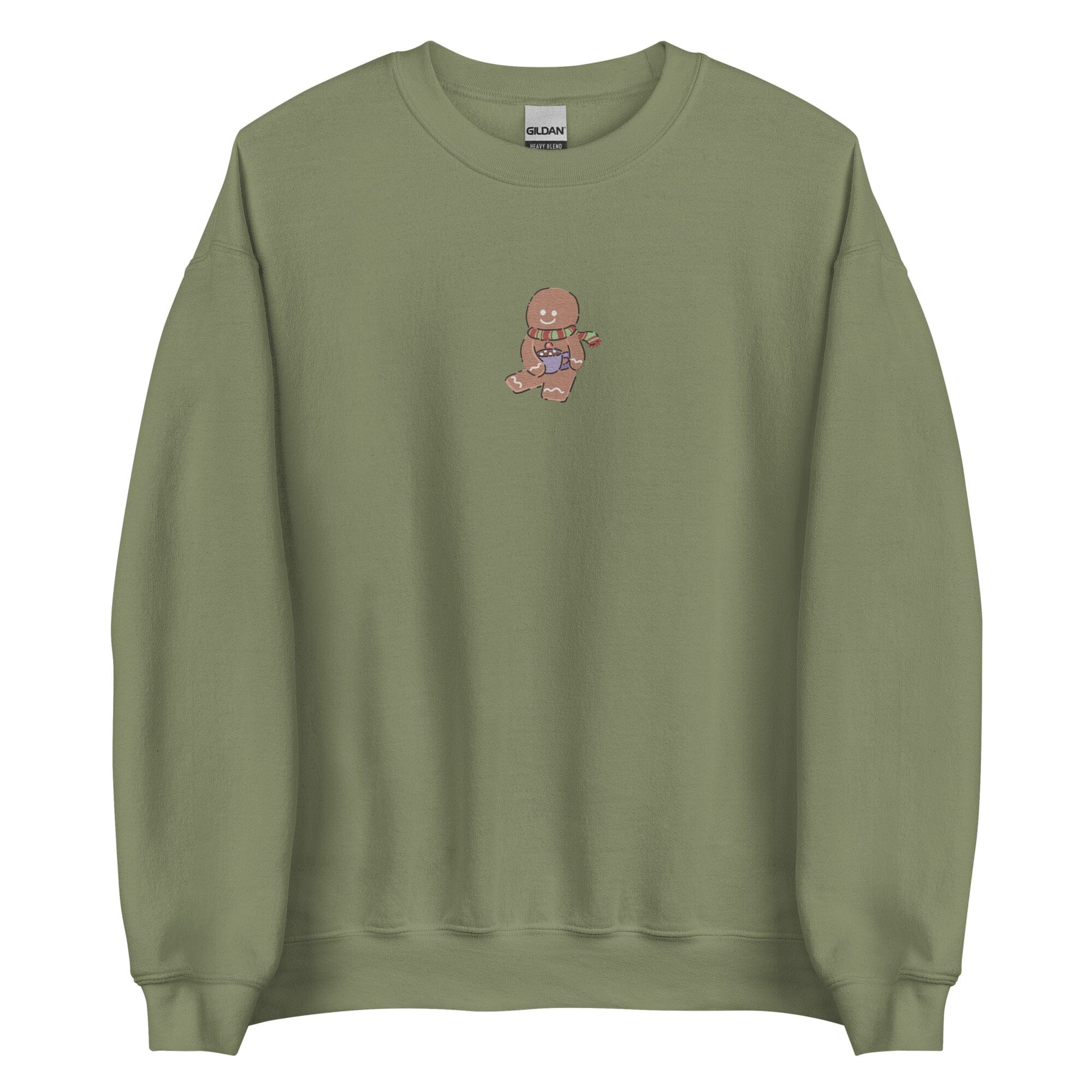 Cozy Christmas Gingerbread | Embroidered Unisex Sweatshirt | Cozy Gamer Christmas Threads & Thistles Inventory Military Green S 