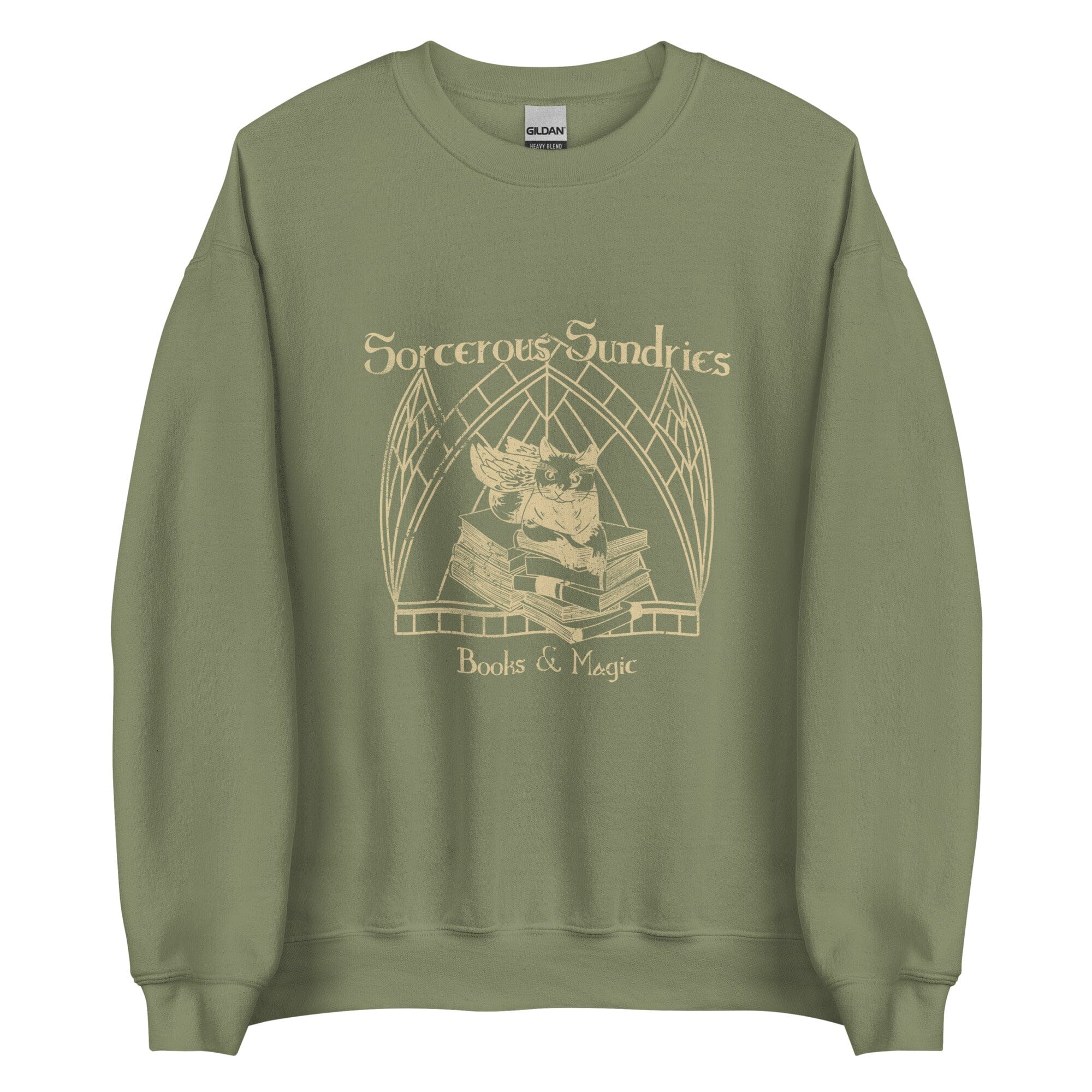 Sorcerous Sundries | Unisex Sweatshirt | Baldur's Gate Threads & Thistles Inventory Military Green S 