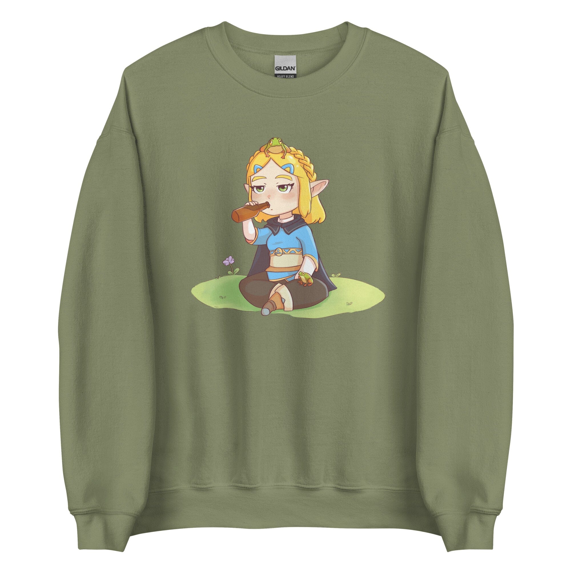 Zelda Frogs | Unisex Sweatshirt | Titty Tea Zelda Threads & Thistles Inventory Military Green S 
