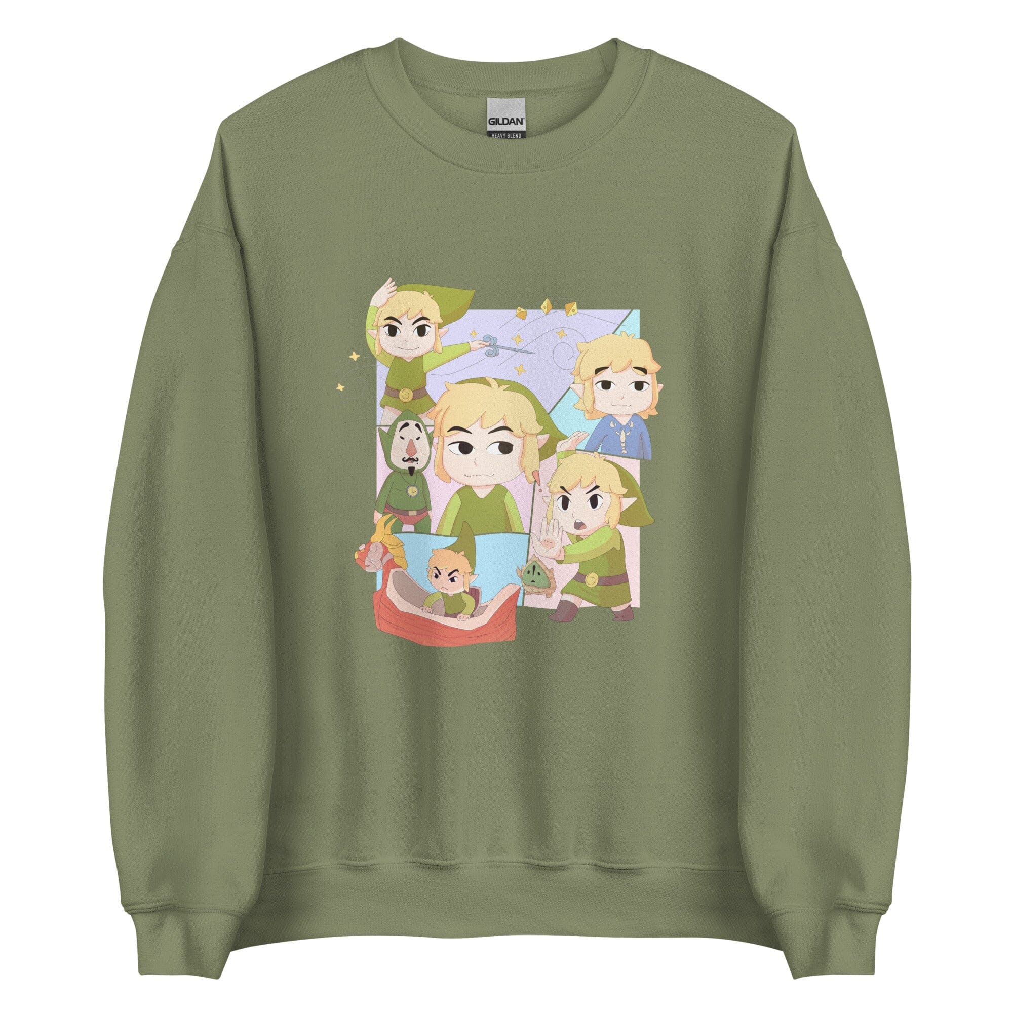 The Many Faces from Wind Waker | Unisex Sweatshirt | Titty Tea Zelda Threads & Thistles Inventory Military Green S 