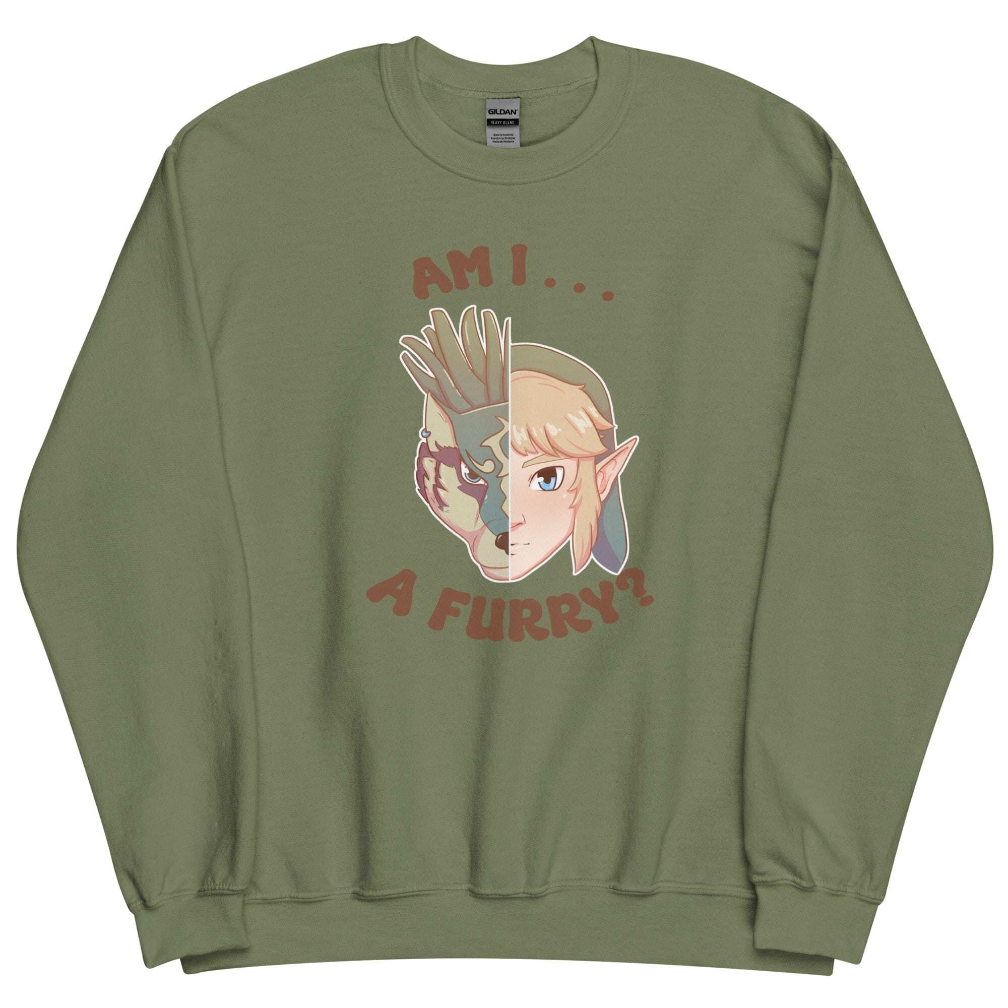 Am I a Furry? | Unisex Sweatshirt | Titty Tea Zelda Threads & Thistles Inventory Military Green S 