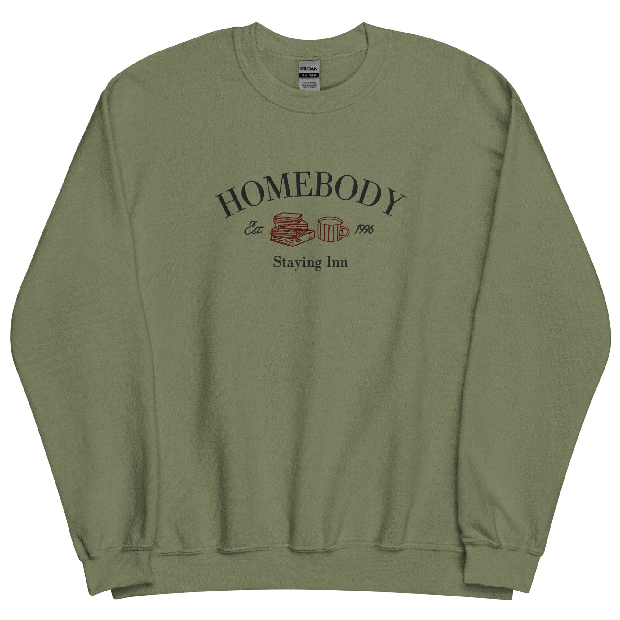 Homebody Staying Inn| Embroidered Unisex Sweatshirt | Cozy games & Hobbies Threads & Thistles Inventory Military Green S 