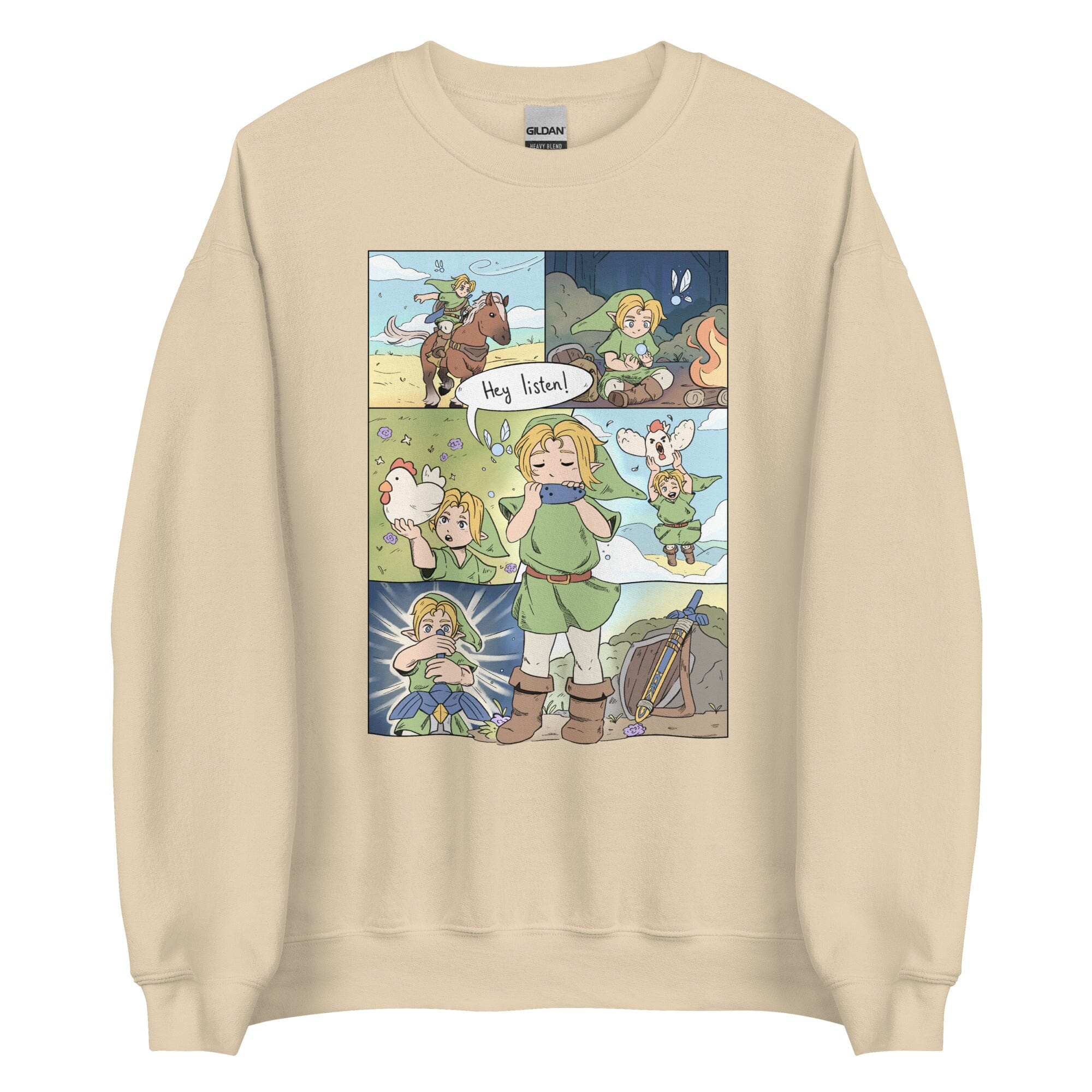 Ocarina of Time Comic | Unisex Sweatshirt | Zelda Titty Tea Threads & Thistles Inventory Sand S 