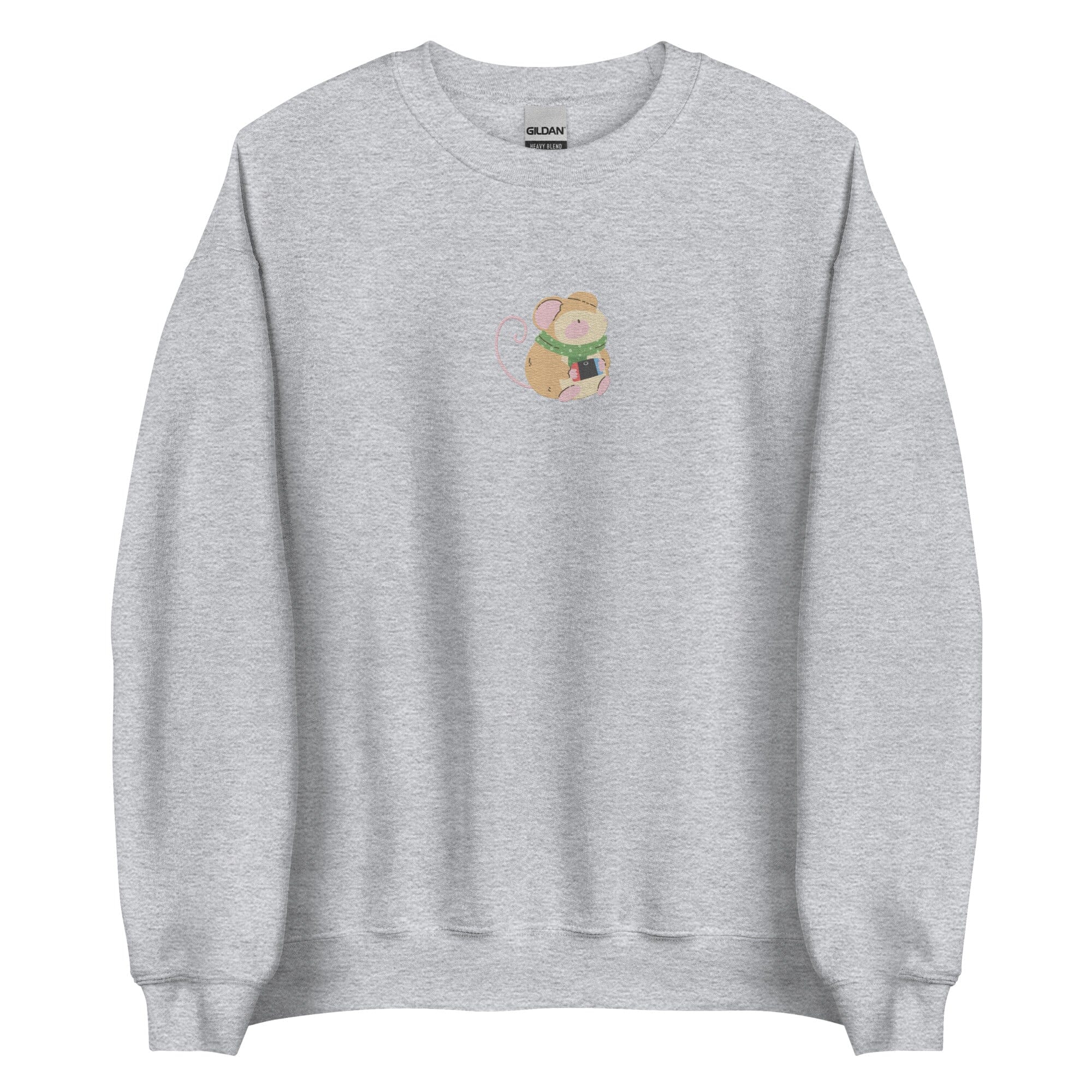Cozy Christmas Mouse | Embroidered Unisex Sweatshirt | Cozy Gamer Christmas Threads & Thistles Inventory Sport Grey S 