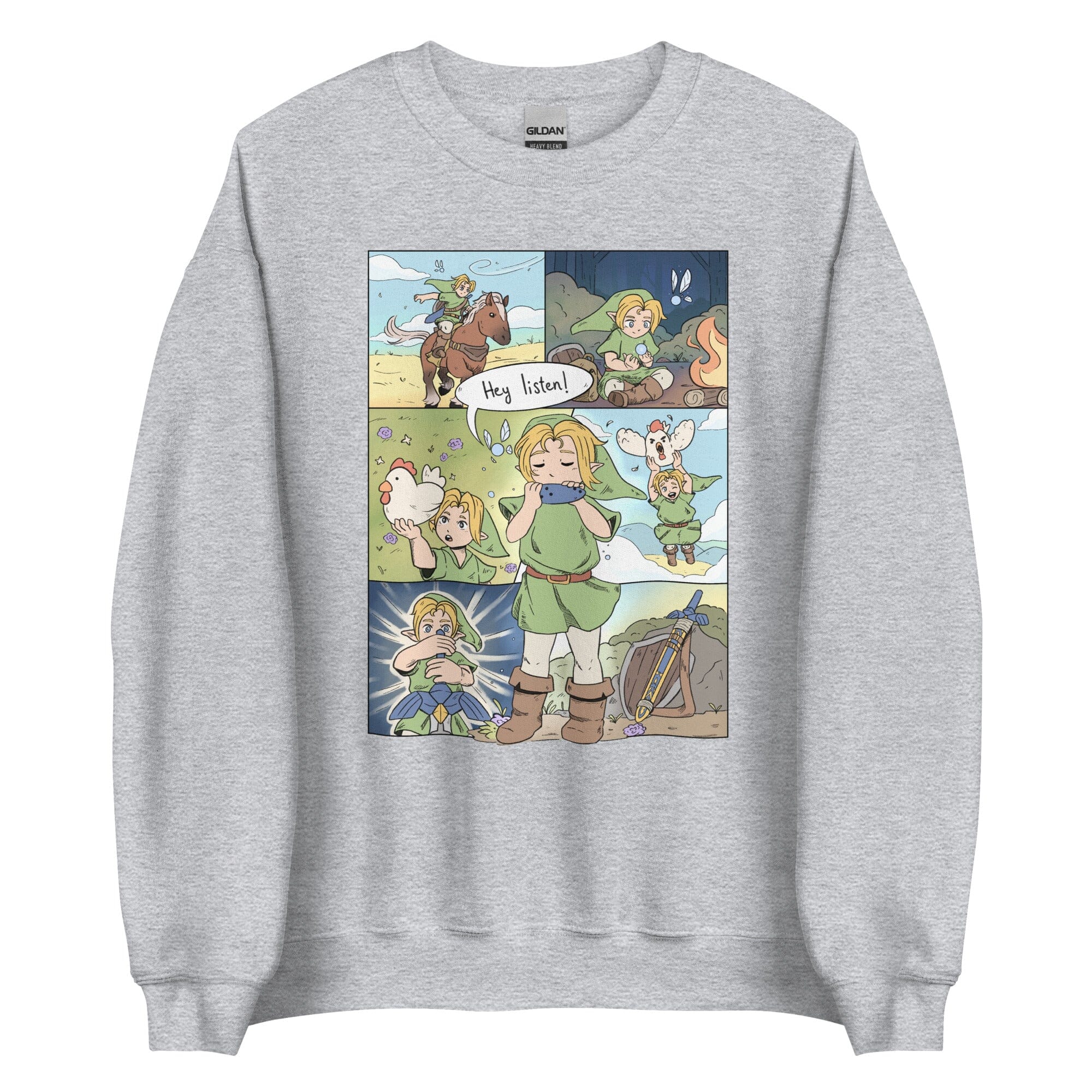 Ocarina of Time Comic | Unisex Sweatshirt | Zelda Titty Tea Threads & Thistles Inventory Sport Grey S 