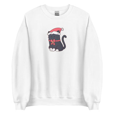 Christmas Tuxedo Kitty | Unisex Sweatshirt | TTI Stream Christmas Threads & Thistles Inventory White S 