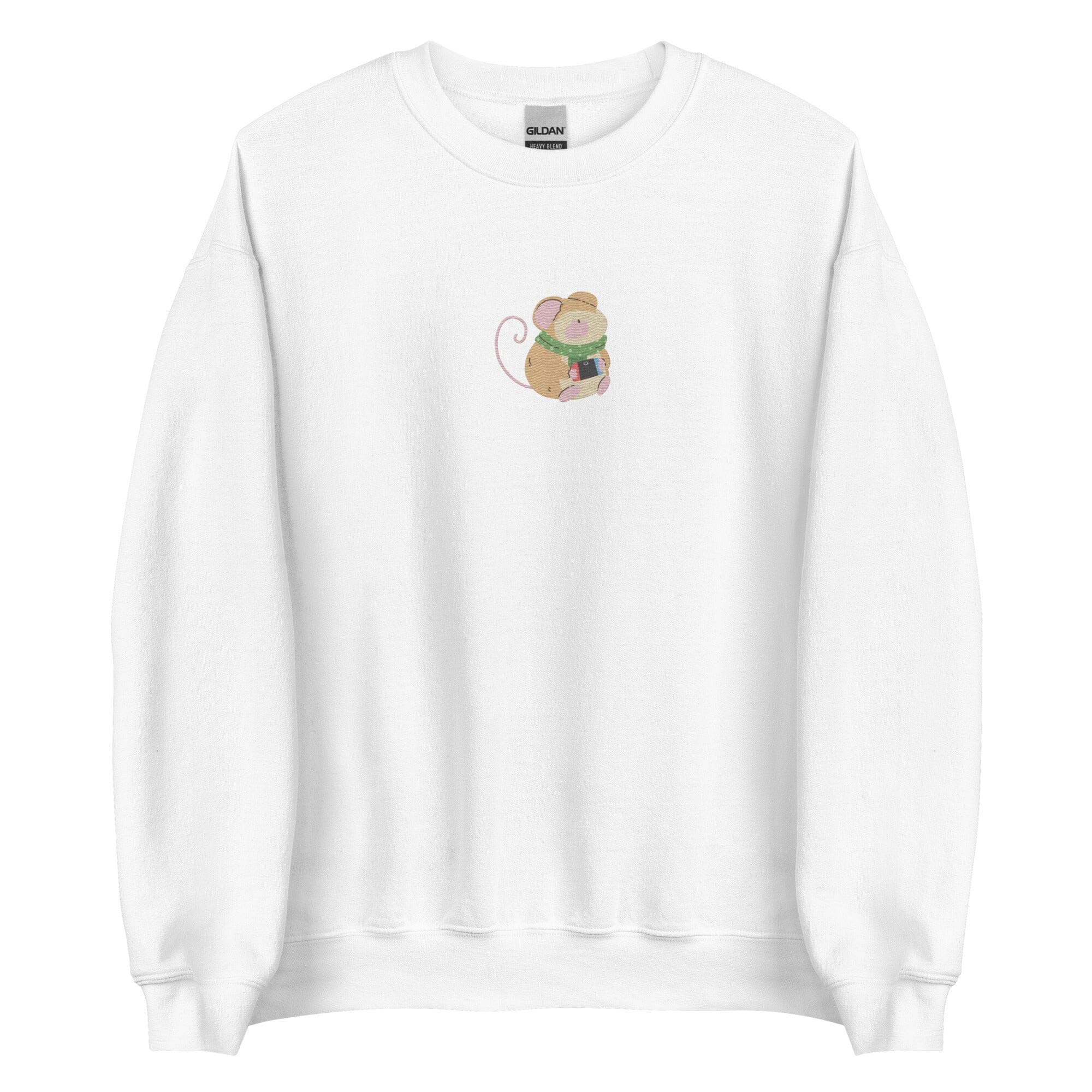 Cozy Christmas Mouse | Embroidered Unisex Sweatshirt | Cozy Gamer Christmas Threads & Thistles Inventory White S 