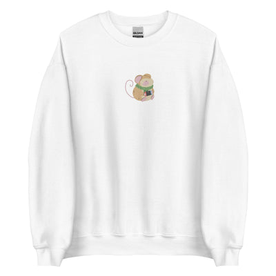 Cozy Christmas Mouse | Embroidered Unisex Sweatshirt | Cozy Gamer Christmas Threads & Thistles Inventory White S 