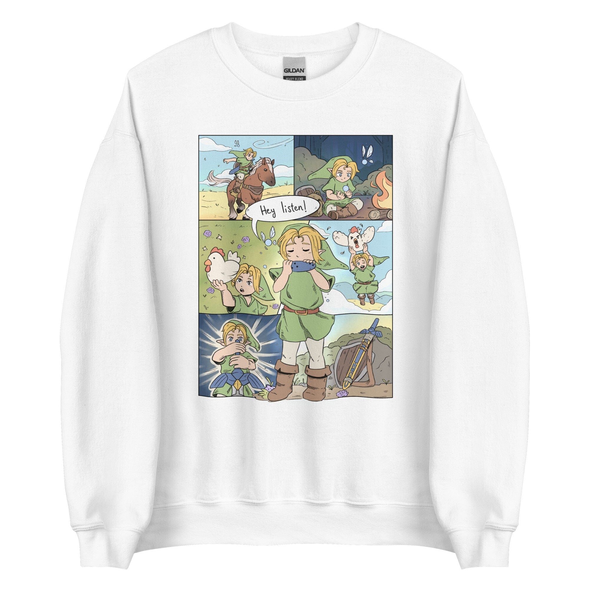 Ocarina of Time Comic | Unisex Sweatshirt | Zelda Titty Tea Threads & Thistles Inventory White S 